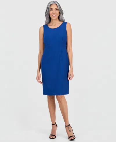 Le Suit Women's Collarless Open-front Jacket & Dress Set In Blue