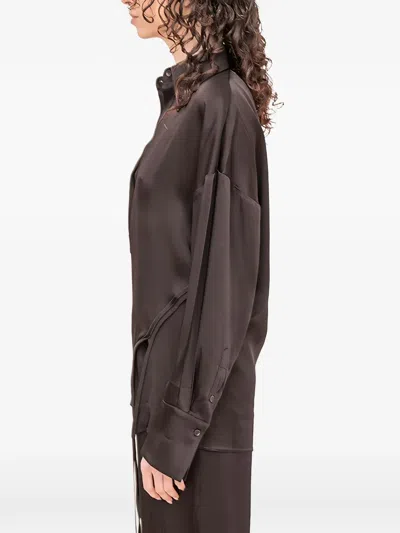 Andrea Ya'aqov V-neck Open-back Blouse In Brown