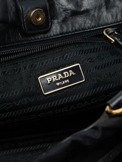 Pre-owned Prada 2013-2025 Tessuto Bow Satchel In Black