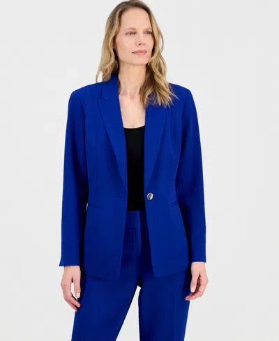Kasper Women's Stretch Crepe Peak-lapel Jacket In Blue