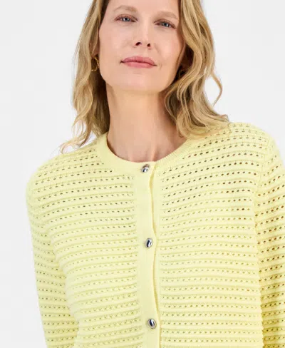 Kasper Women's Textured-stitch Button-front Cardigan In Yellow