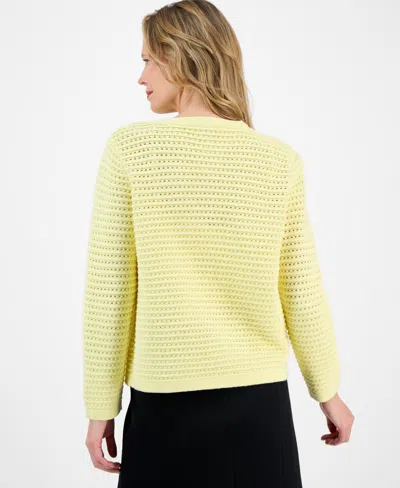Kasper Women's Textured-stitch Button-front Cardigan In Yellow