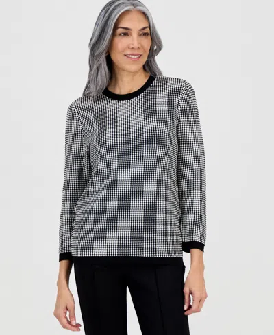 Kasper Women's Geometric-print Crewneck Sweater In Multi