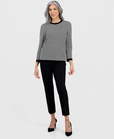 Kasper Women's Geometric-print Crewneck Sweater In Multi