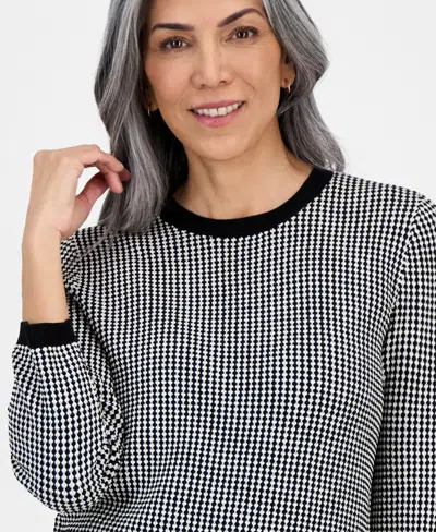 Kasper Women's Geometric-print Crewneck Sweater In Multi
