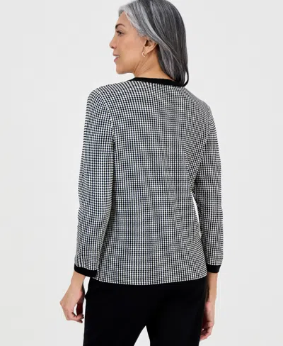 Kasper Women's Geometric-print Crewneck Sweater In Multi