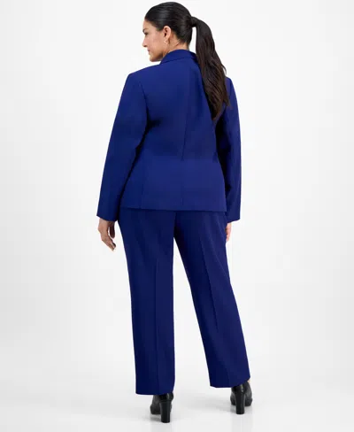 Le Suit Plus Size Notch-lapel Mid-rise Pantsuit In Purple