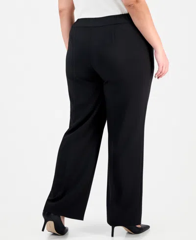 Le Suit Plus Size Belted Wide-leg Mid-rise Pantsuit In Gray