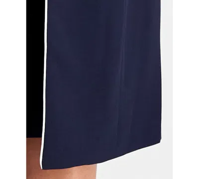 Le Suit Plus Size Open-front Jacket & Round-neck Sheath Dress In Blue