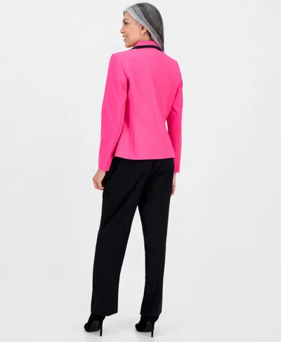 Le Suit Women's Notch-lapel Colorblocked Pantsuit In Pink