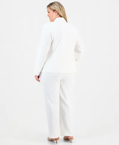 Le Suit Plus Size Notch-lapel Mid-rise Pantsuit In White