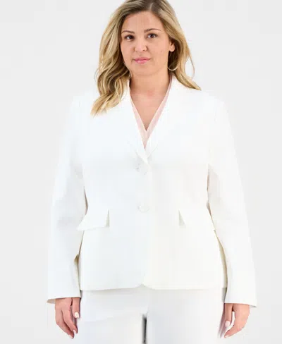 Le Suit Plus Size Notch-lapel Mid-rise Pantsuit In White