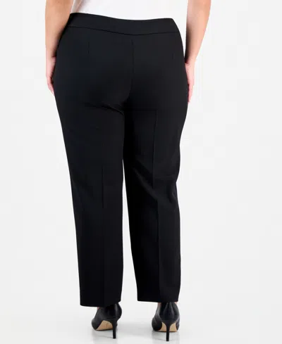 Le Suit Plus Size Notch-lapel Mid-rise Pantsuit In Black
