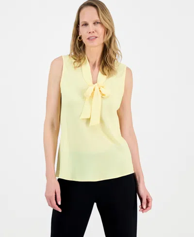 Kasper Women's Tie-neck Sleeveless Blouse In Yellow