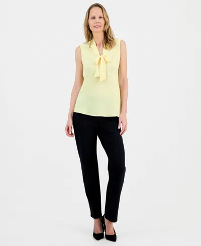 Kasper Women's Tie-neck Sleeveless Blouse In Yellow
