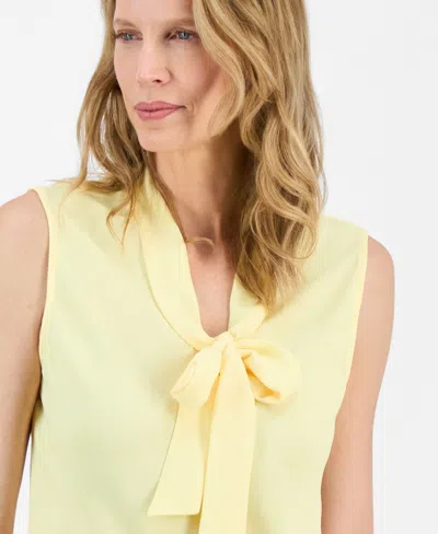 Kasper Women's Tie-neck Sleeveless Blouse In Yellow