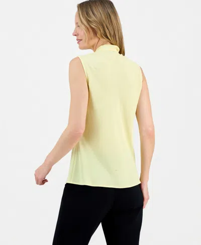 Kasper Women's Tie-neck Sleeveless Blouse In Yellow