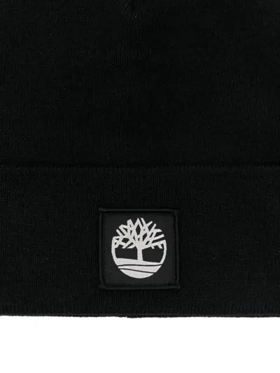 Timberland Logo-patch Beanie In Black