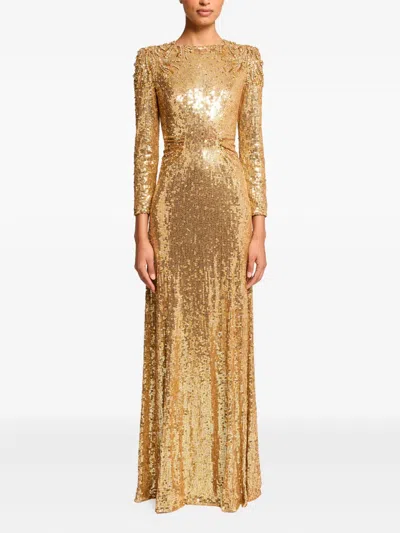 Jenny Packham Sequin Embellished Dulcet Dress In Gold