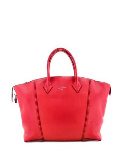 Pre-owned Louis Vuitton Soft Lockit Handbag Leather Mm Satchel In Pink