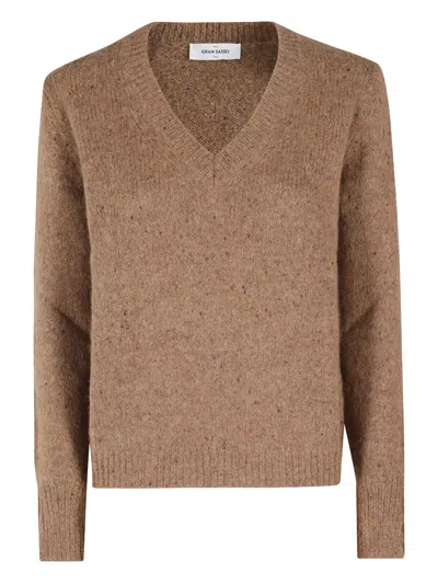 Gran Sasso V-neck Sweater In Brown