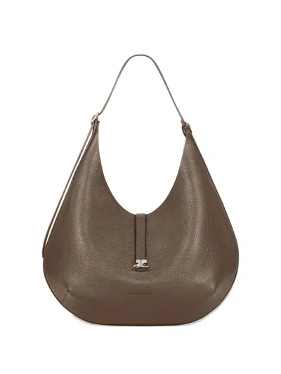 Courrèges Logo-buckle Shoulder Bag In Brown