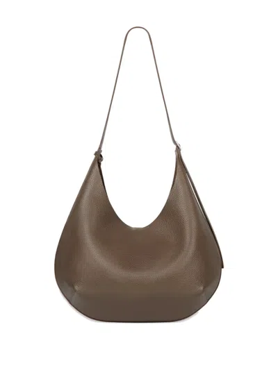 Courrèges Logo-buckle Shoulder Bag In Brown