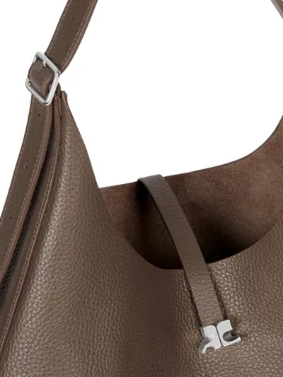 Courrèges Logo-buckle Shoulder Bag In Brown