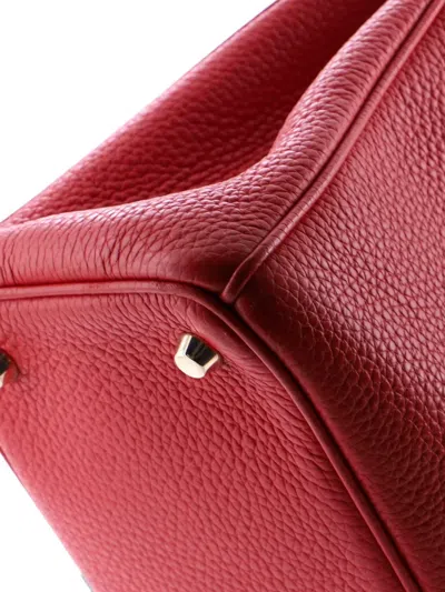 Pre-owned Dior Issimo Pebbled Leather Medium Tote Bag In Red