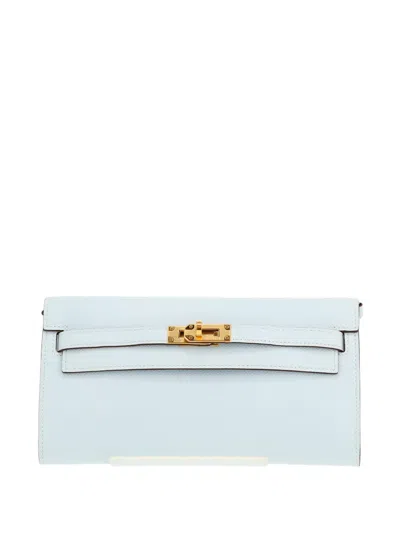 Pre-owned Hermes 2020 Kelly To Go Epsom-leather Clutch Bag In Blue