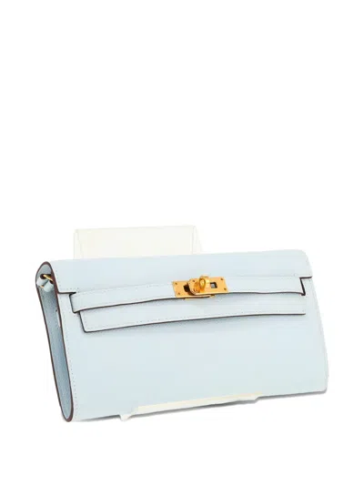 Pre-owned Hermes 2020 Kelly To Go Epsom-leather Clutch Bag In Blue