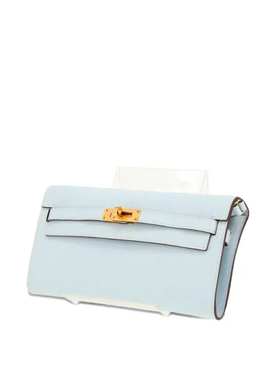Pre-owned Hermes 2020 Kelly To Go Epsom-leather Clutch Bag In Blue