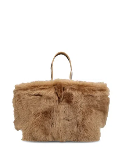 Tod's Shearling Small Tote Bag In Pink