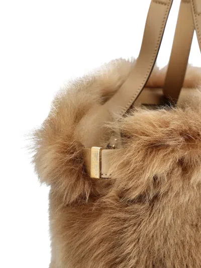 Tod's Shearling Small Tote Bag In Pink