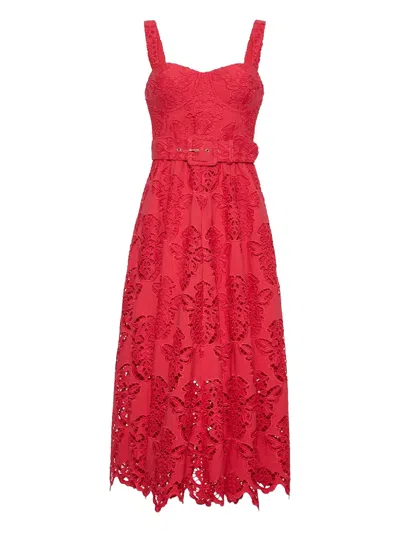 Cara Cara Calypso Eyelet-detail Midi Dress In Red