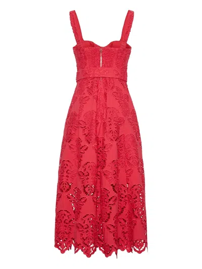 Cara Cara Calypso Eyelet-detail Midi Dress In Red