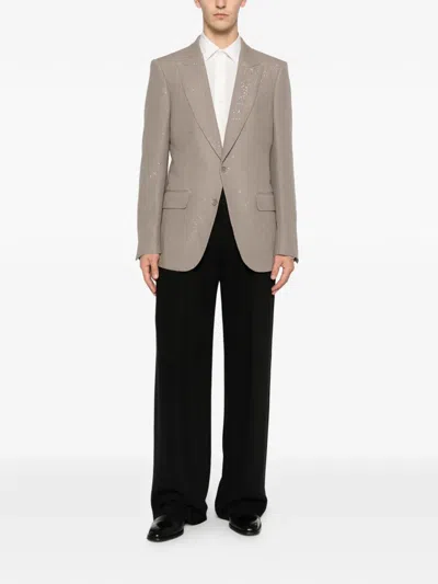Tom Ford Speckled Two-button Jacket In Neutral