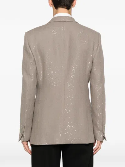 Tom Ford Speckled Two-button Jacket In Neutral