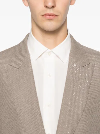 Tom Ford Speckled Two-button Jacket In Neutral