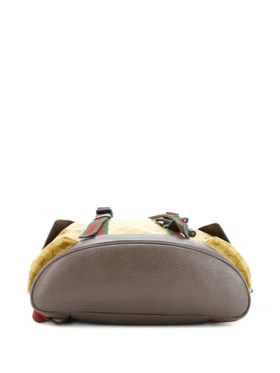 Pre-owned Gucci X Adidas Double Pocket Buckle Gg Coated Canvas Medium Backpack In Brown