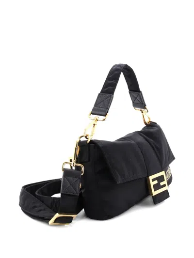 Pre-owned Fendi Porter Baguette Bag Nylon Medium Belt Bag In Black