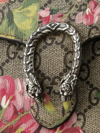 Pre-owned Gucci Dionysus Chain Wallet Blooms Print Gg Coated Canvas Small Crossbody Bag In Brown