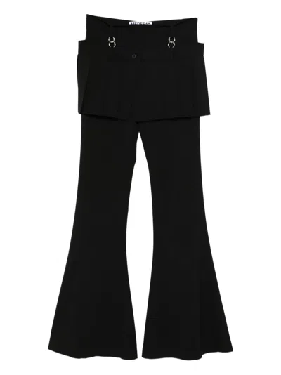 Medeea Detachable Skirt Flared Trousers In Black