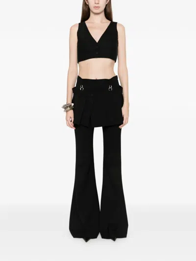 Medeea Detachable Skirt Flared Trousers In Black