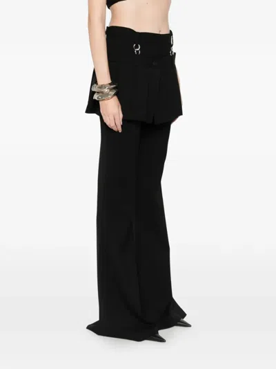 Medeea Detachable Skirt Flared Trousers In Black