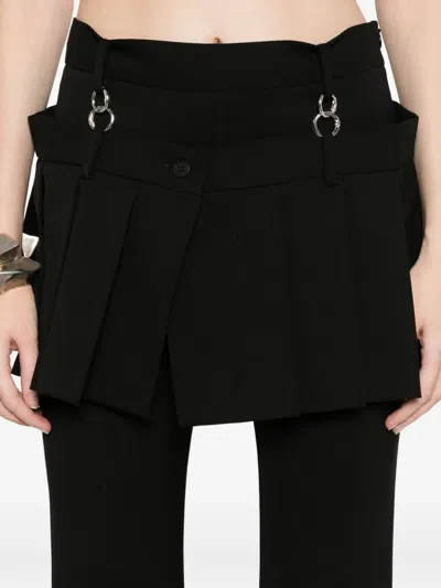 Medeea Detachable Skirt Flared Trousers In Black