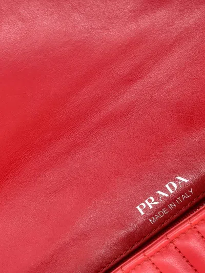 Pre-owned Prada Chain Flap Shoulder Bag Diagramme Quilted Leather Medium Crossbody Bag In Red