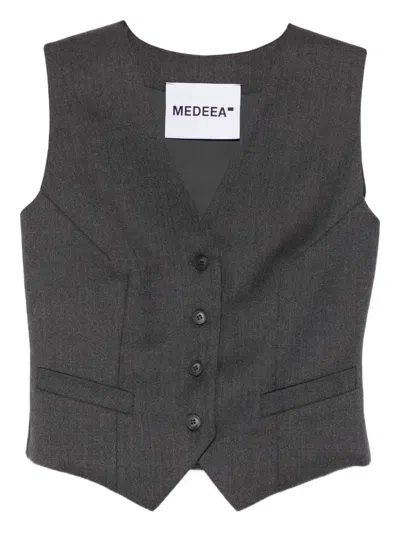 Medeea Button-front Waistcoat In Gray