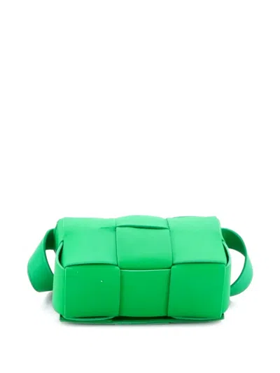Pre-owned Bottega Veneta Cassette Maxi Intrecciato Leather Extra Mini Crossbody Bag In Green