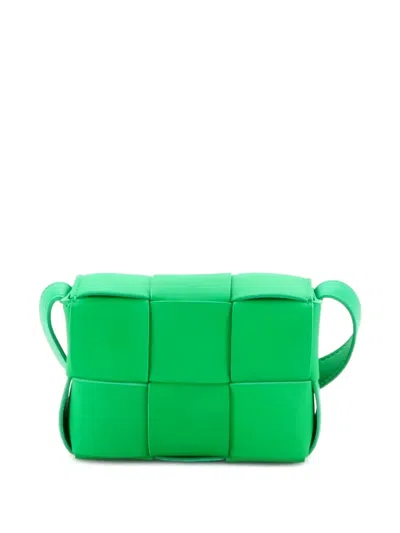 Pre-owned Bottega Veneta Cassette Maxi Intrecciato Leather Extra Mini Crossbody Bag In Green